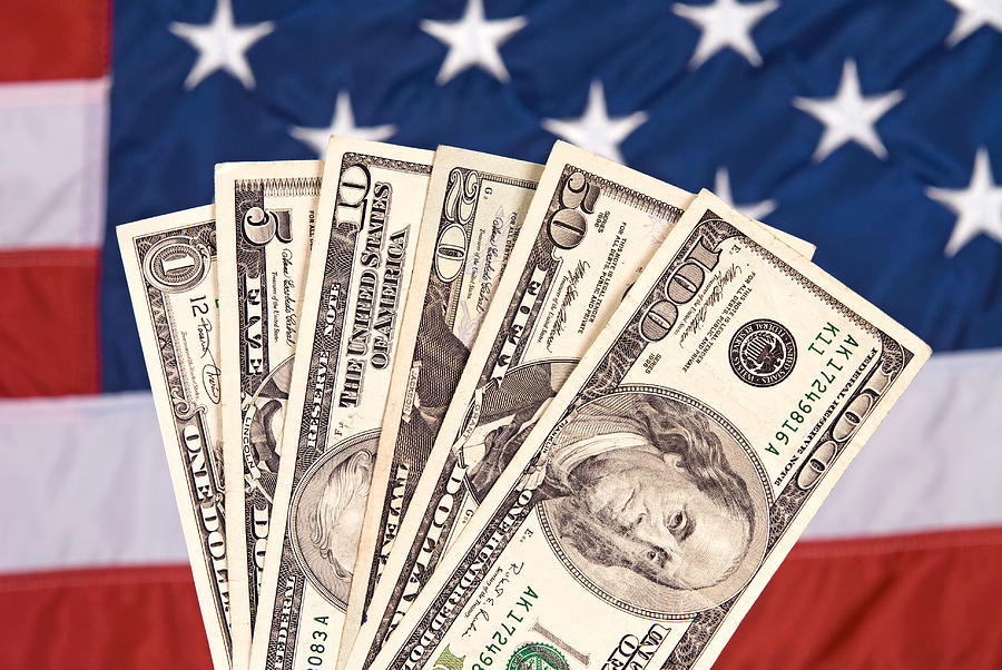 American currency and flag Photograph by Joe Belanger - Pixels