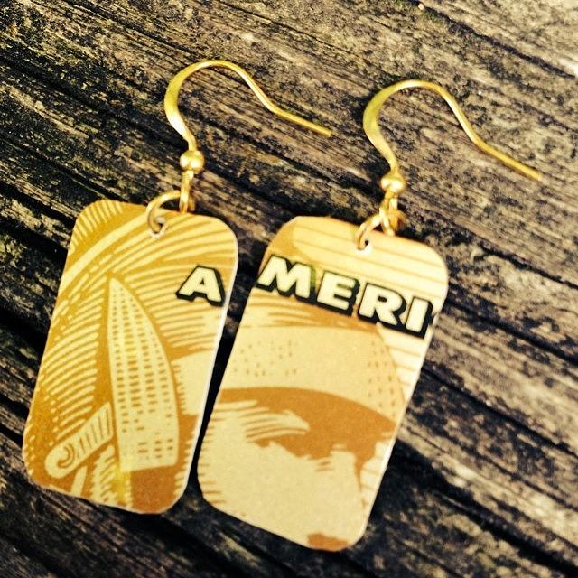 Cool Photograph - American Express Ooak Earrings Designed by Marianna Mills