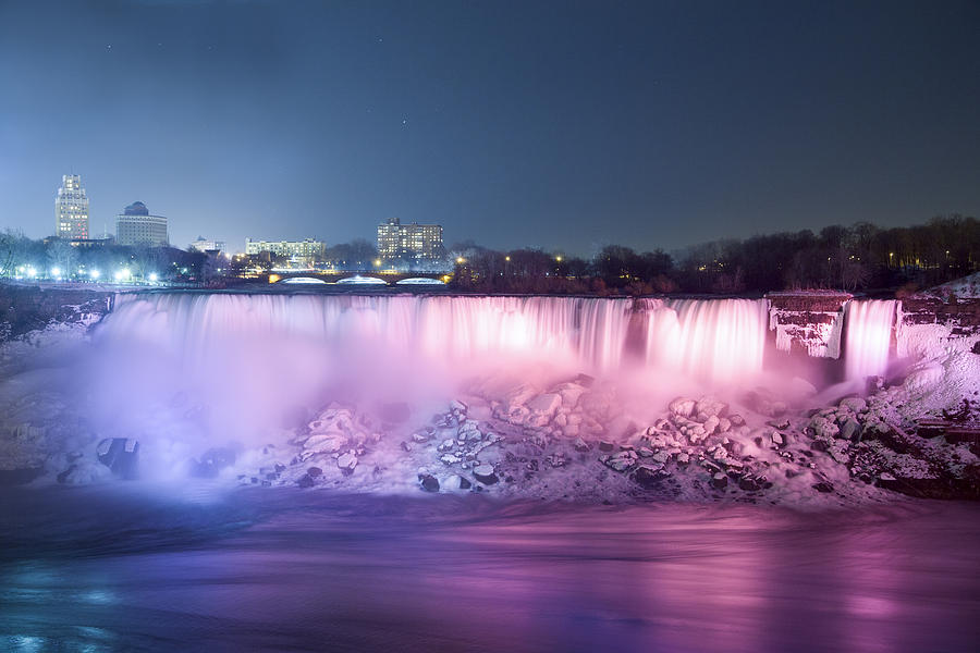 Winter Photograph - American Falls at Night by Gerald Murray Photography