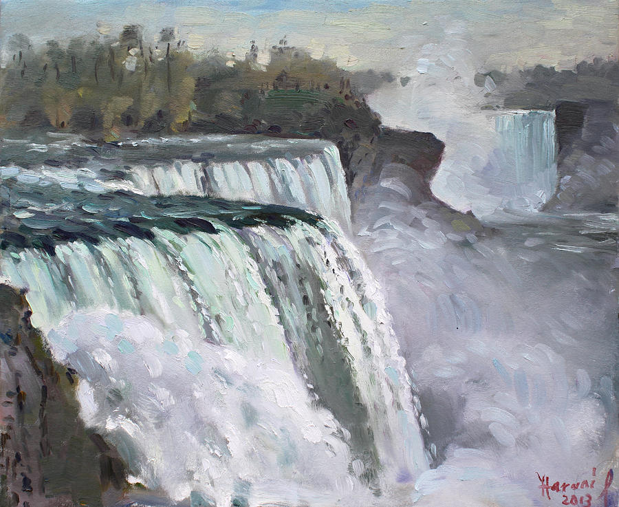 Landscape Painting - American Falls Niagara by Ylli Haruni