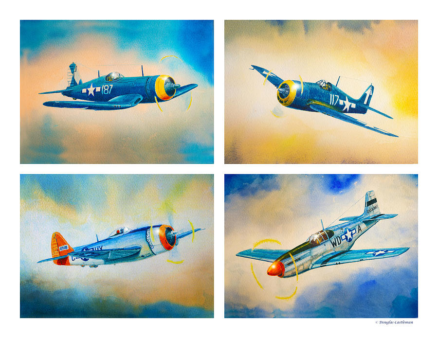 American Fighter Planes of WW2 Painting by Douglas Castleman