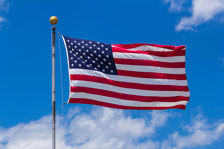 American Flag Against Blue Sky Photograph by Bryan Pollard - Fine Art ...