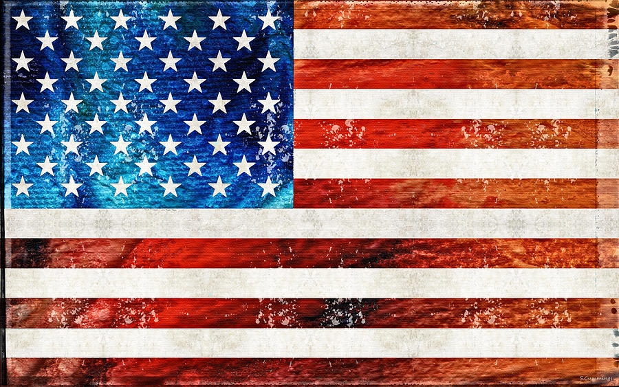 USA veteran United States Stars and Stripes American flag Old Glory- Original art watercolor illustration artwork wall art military