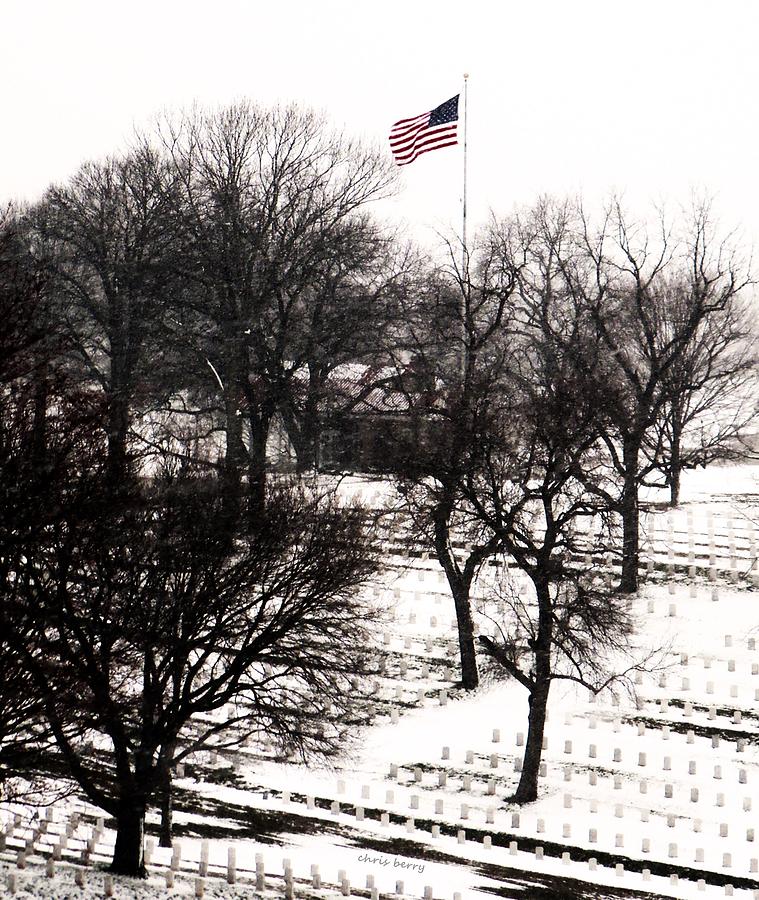 American Flag at Leavenworth National Cemetery  Photograph by Chris Berry