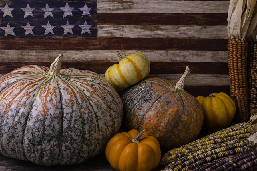 Fruit Photograph - American Flag Autumn Still Life by Garry Gay
