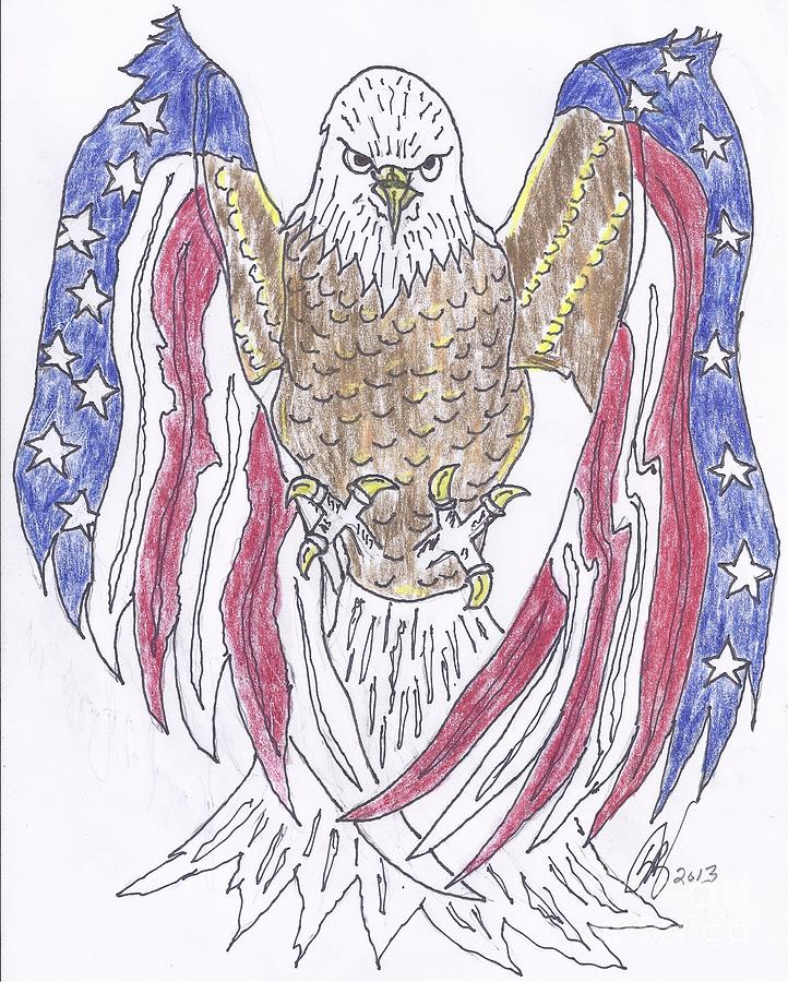 American Flag Bald Eagle Drawing