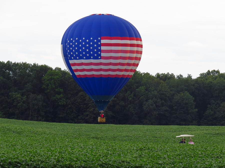 Farm Photograph - American Flag Balloon by David Lankton