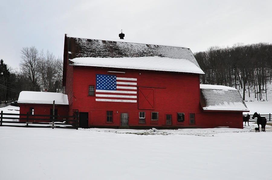 American Flag Barn in Winter Photograph by Bill Cannon
