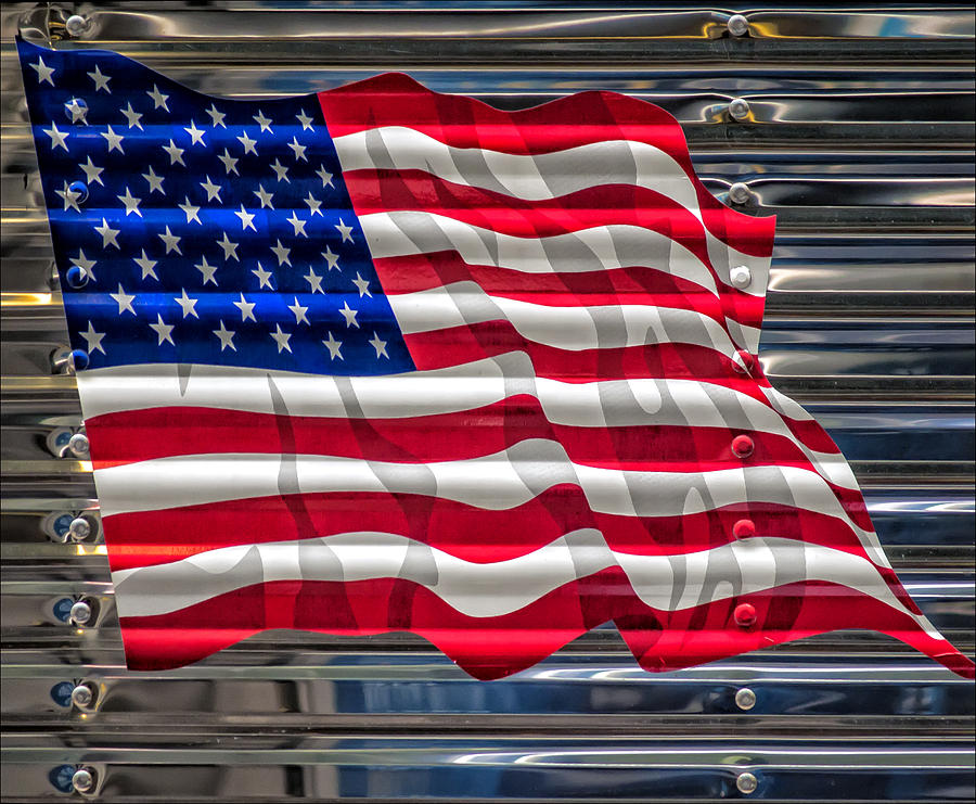 American Flag Painted on Metal Photograph by Robert Ullmann