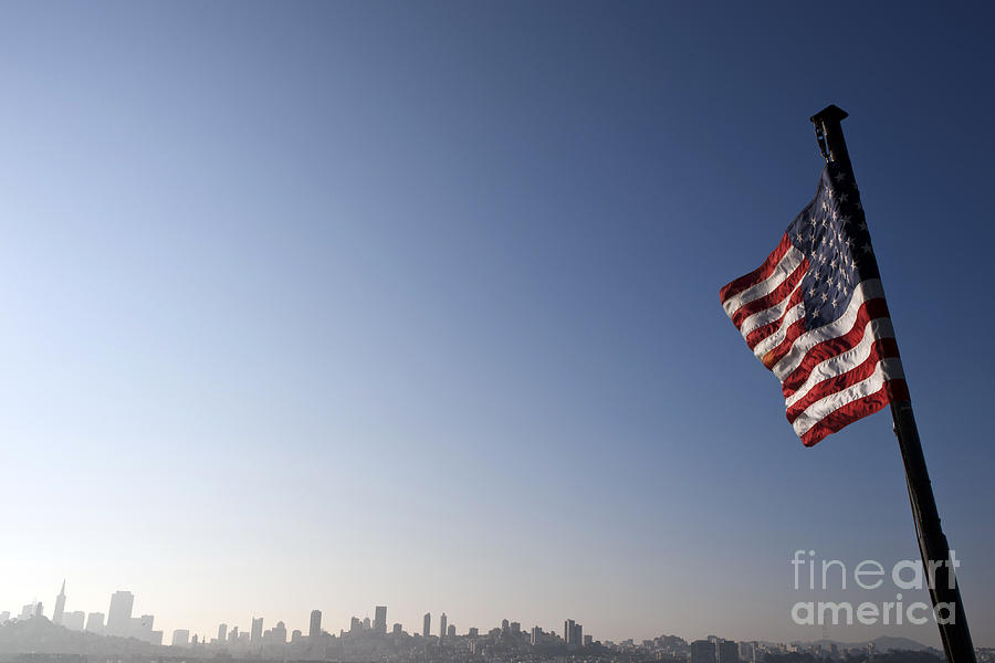 American Flag San Francisco Skyline Photograph by Jason O Watson