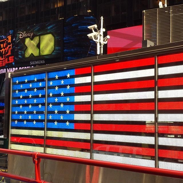 American Flag Times Square Photograph by Shay Miller
