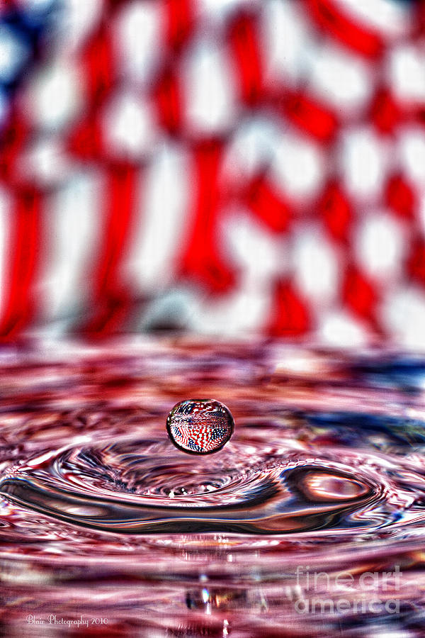 American Flag Water Drop Photograph by Linda Blair