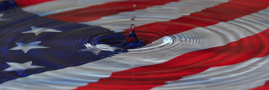 Sacramento Photograph - American Flag with Water by Mischelle Lorenzen