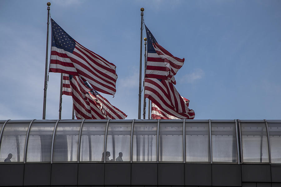 American Flags in Detroit  Photograph by John McGraw