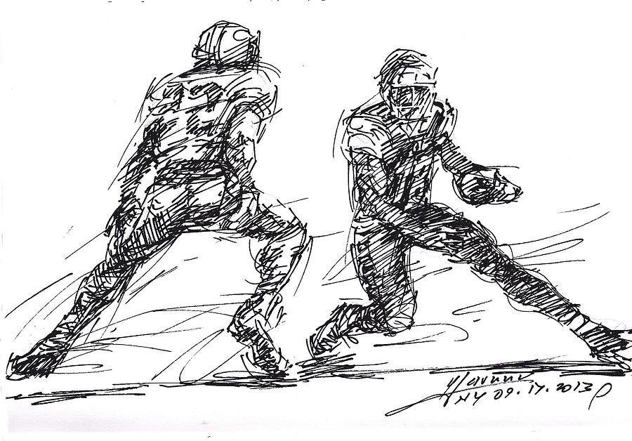 American Football 3 Drawing by Ylli Haruni