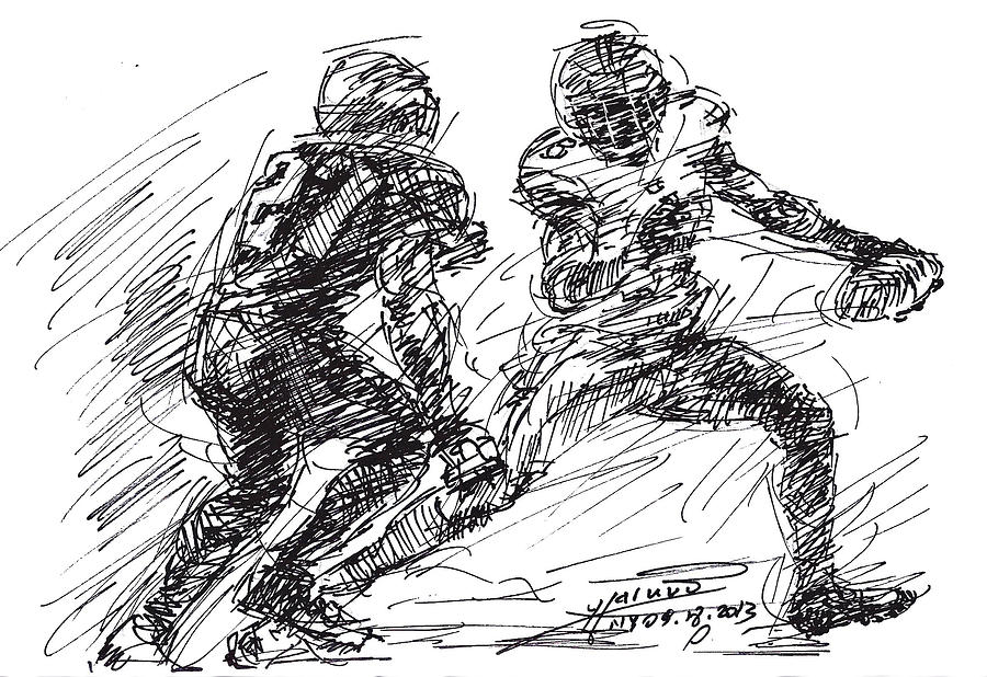 American Football Drawing - American Football 4 by Ylli Haruni