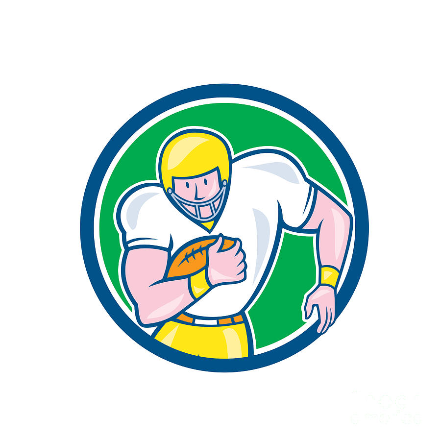 American Football Fullback Circle Retro Digital Art By Aloysius 