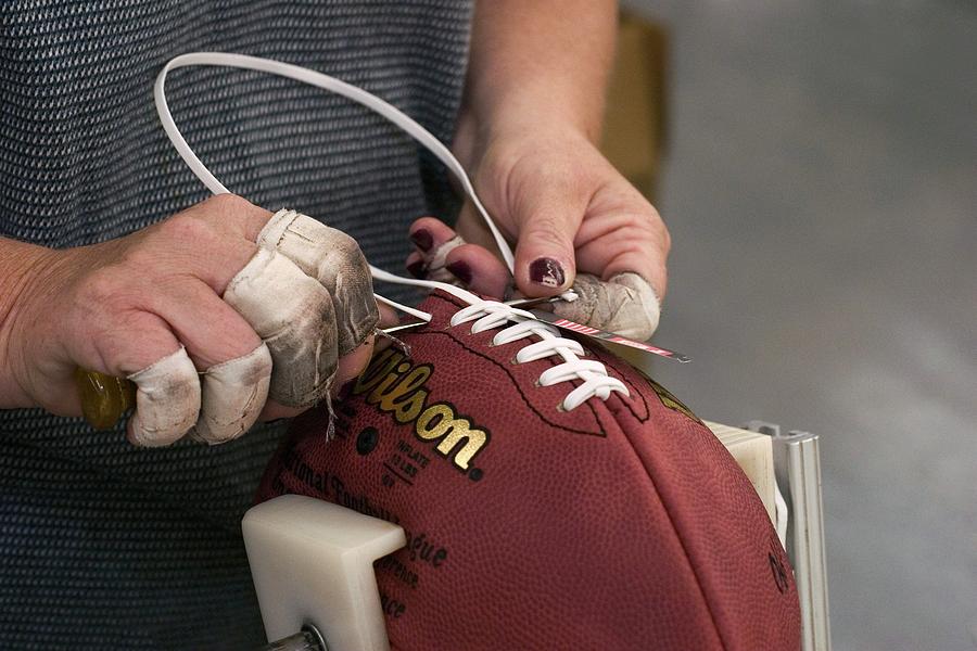 American Football Manufacturing Photograph by Jim West