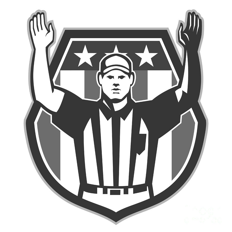 American Football Official Referee Grayscale Digital Art by Aloysius ...