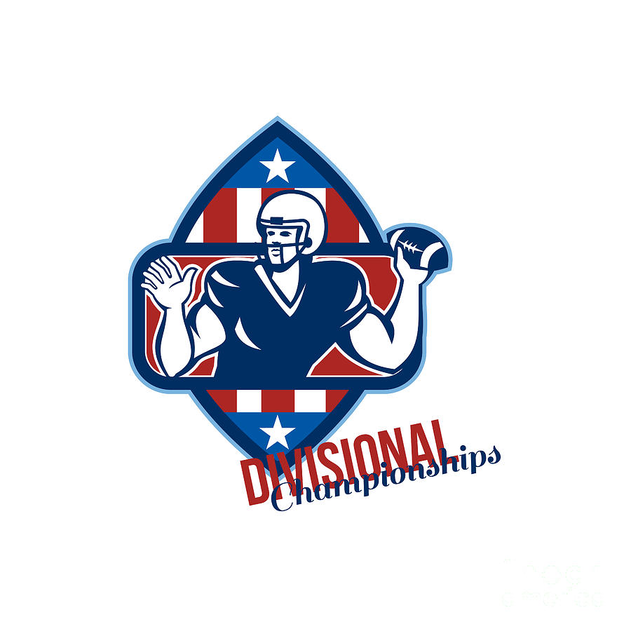 American Football Quarterback Divisional Championships Retro Digital Art