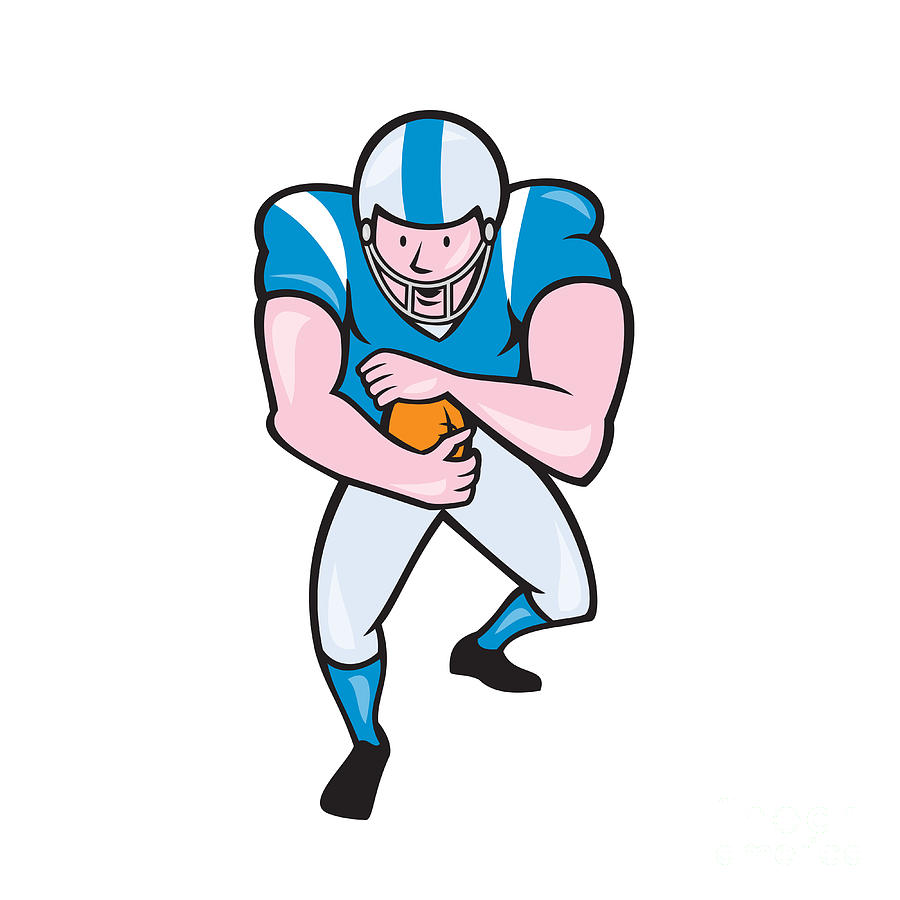 American Football Running Back Fending Cartoon Digital Art by Aloysius ...