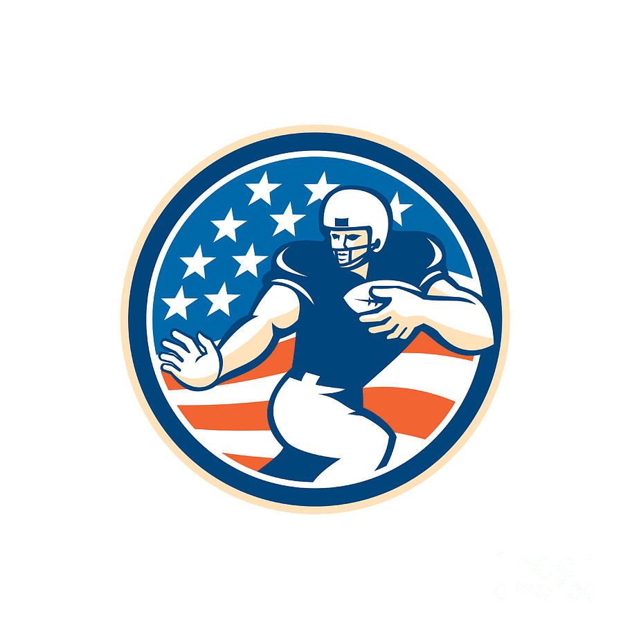 Football Digital Art - American Football Running Back Fending Circle by Aloysius Patrimonio