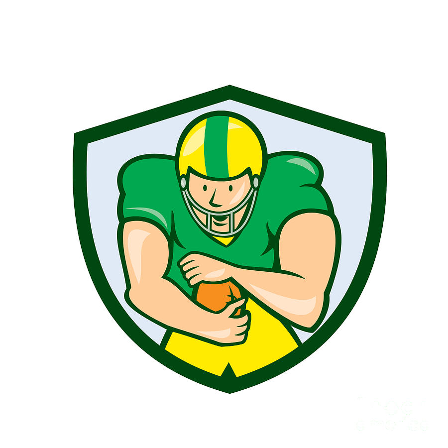 American Football Running Back Shield Cartoon Digital Art by Aloysius ...