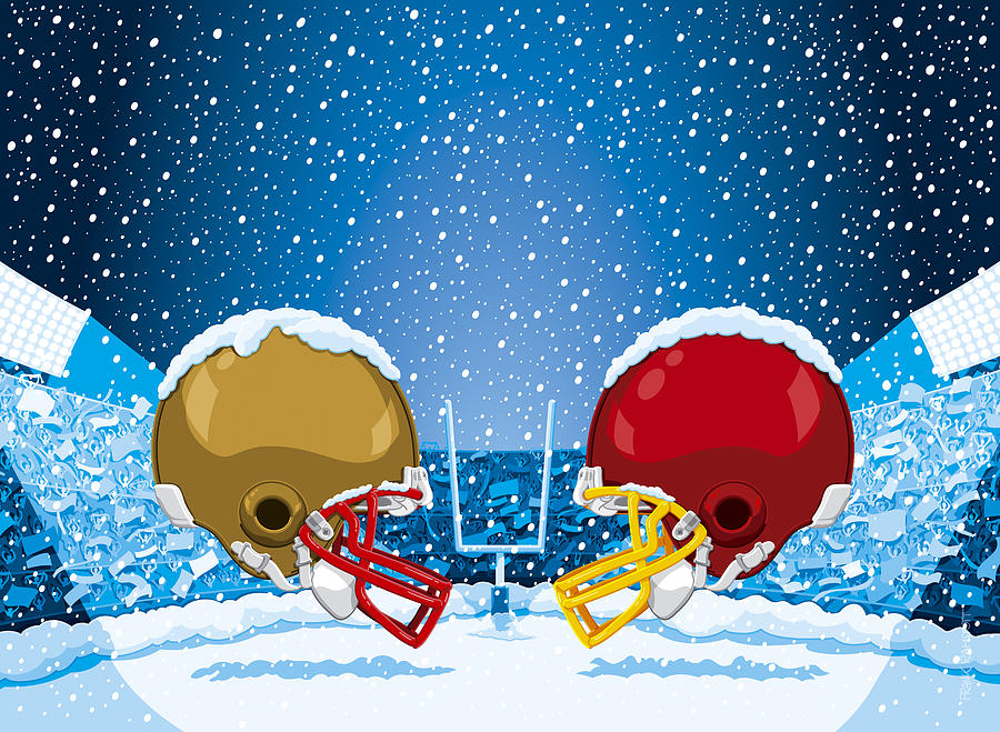 Winter Digital Art - American Football Winter Snow Helmet Stadium by Frank Ramspott