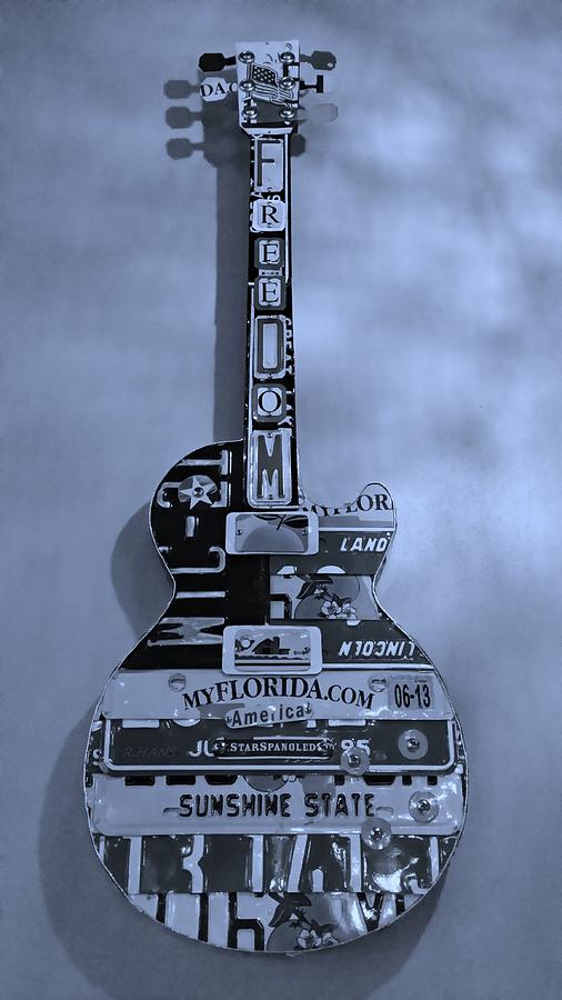American Guitar In Cyan Photograph