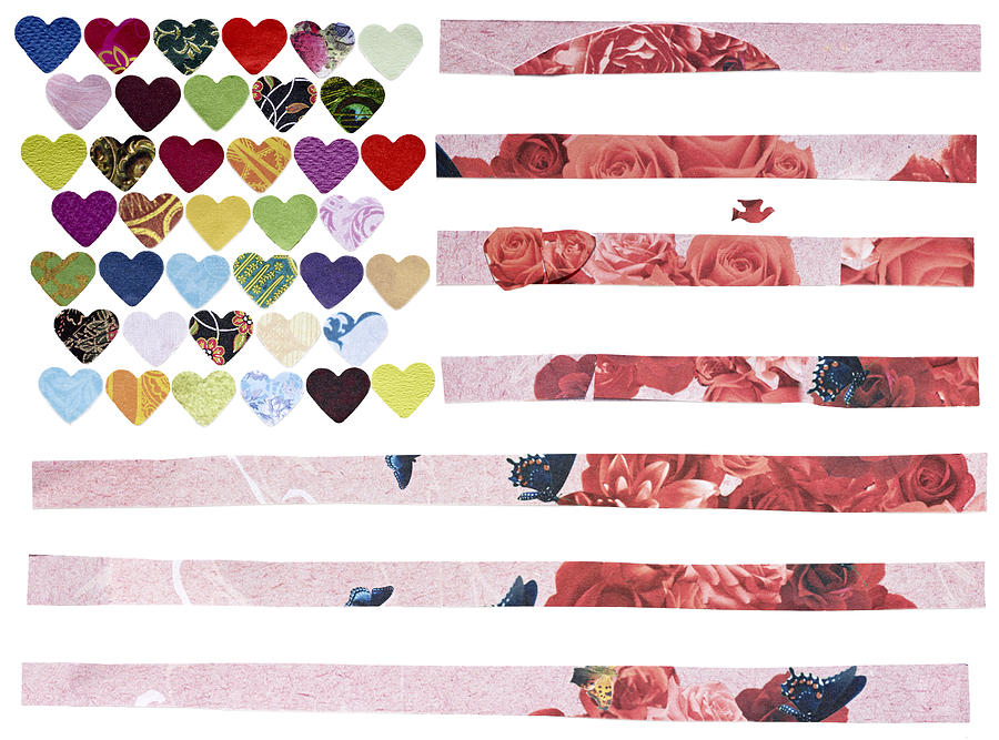Dove Digital Art - American Heart Flag by Doveen Schecter