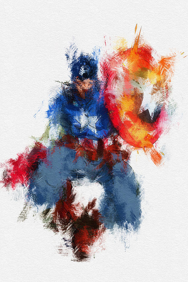 Captain America Painting - American Hero by Miranda Sether