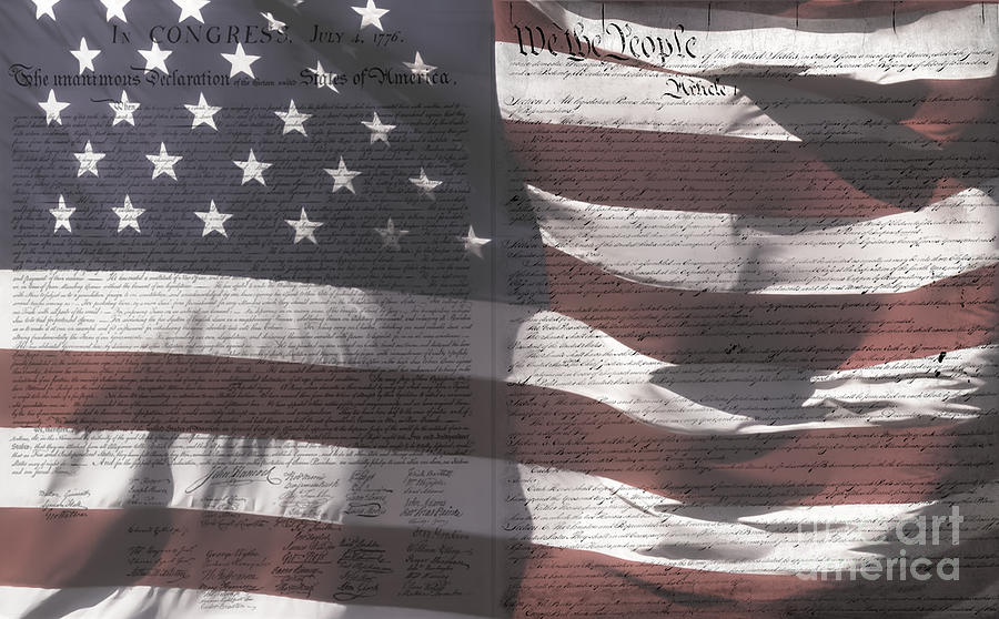 Historical Documents on US Flag Photograph by Imagery by Charly