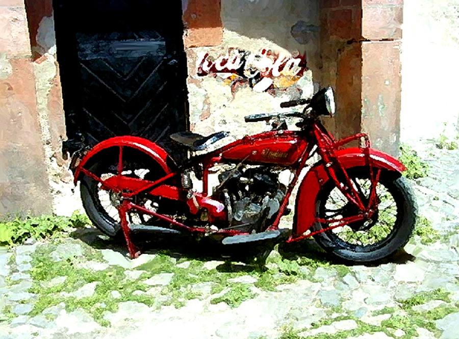 Indian Motorcycles Painting - American Indian   Indian Motorcycle  by Iconic Images Art Gallery David Pucciarelli