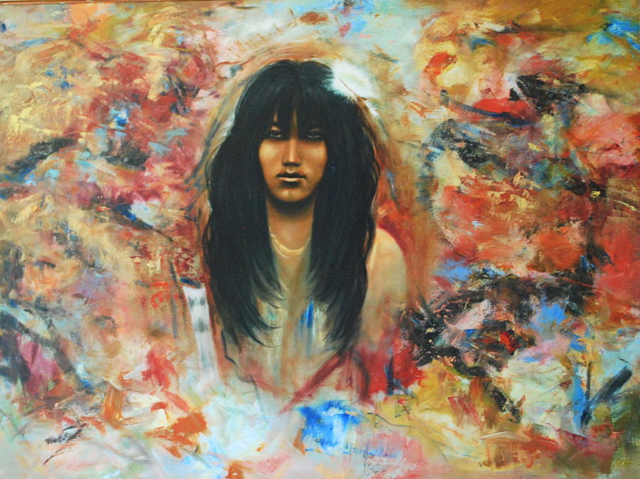 American Indian Maiden Painting by Richard Hinger