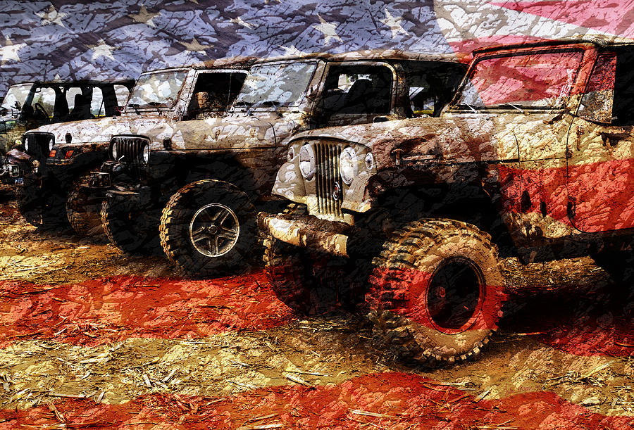 Flag Photograph - American Jeeps by Luke Moore