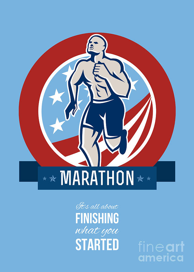 American Marathon Runner Retro Poster Digital Art by Aloysius ...