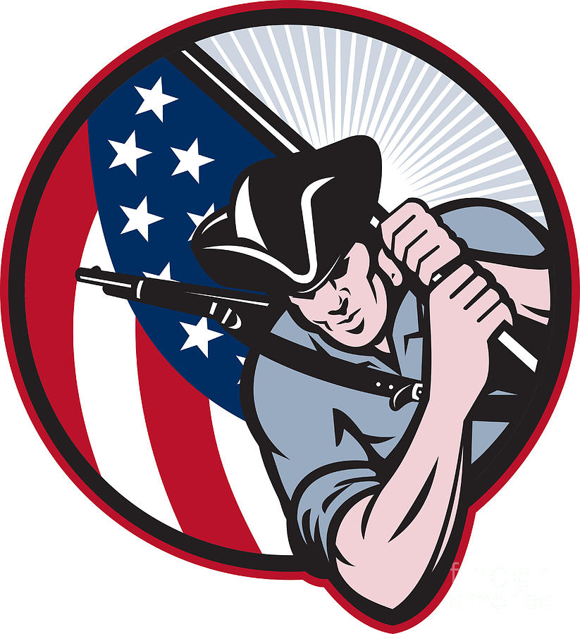 Flag Digital Art - American Patriot Minuteman With Flag by Aloysius Patrimonio