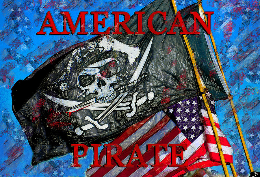 Flag Painting - American Pirate flag work by David Lee Thompson