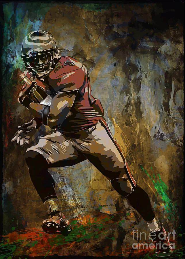 Football Painting - American player....... by Andrzej Szczerski