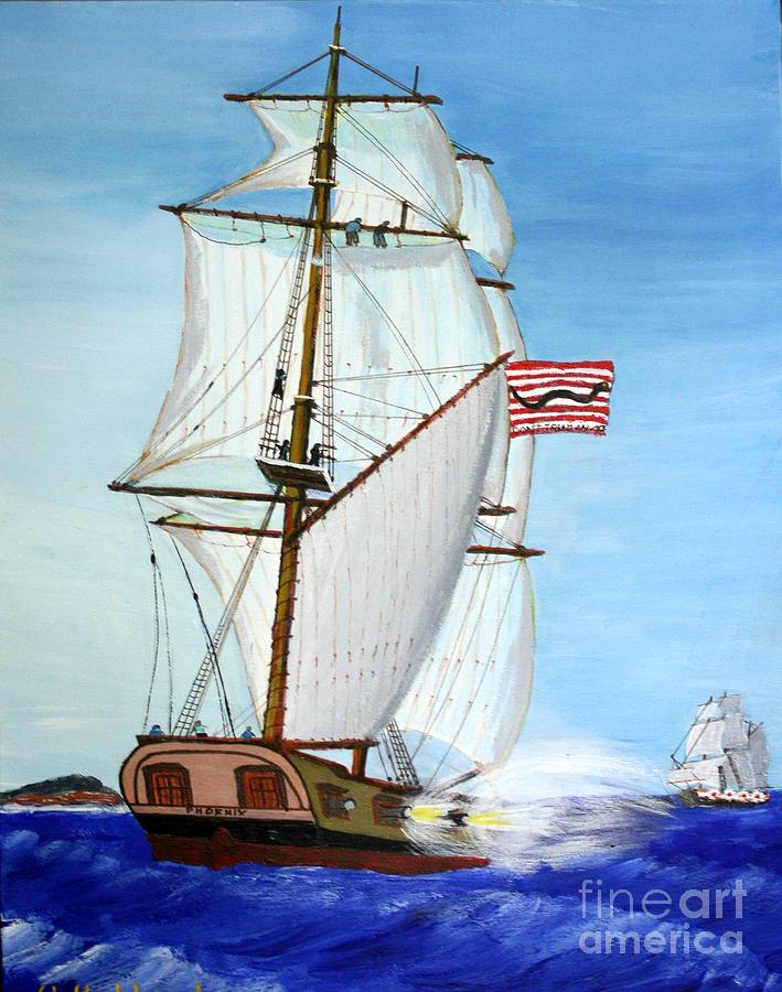 War 1812 Painting - American Privateer Phoenix War of 1812 by Bill Hubbard