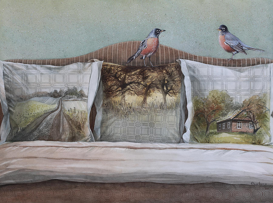American Painting - American Robins by Ezartesa American Painting - American Robins by Ezartesa