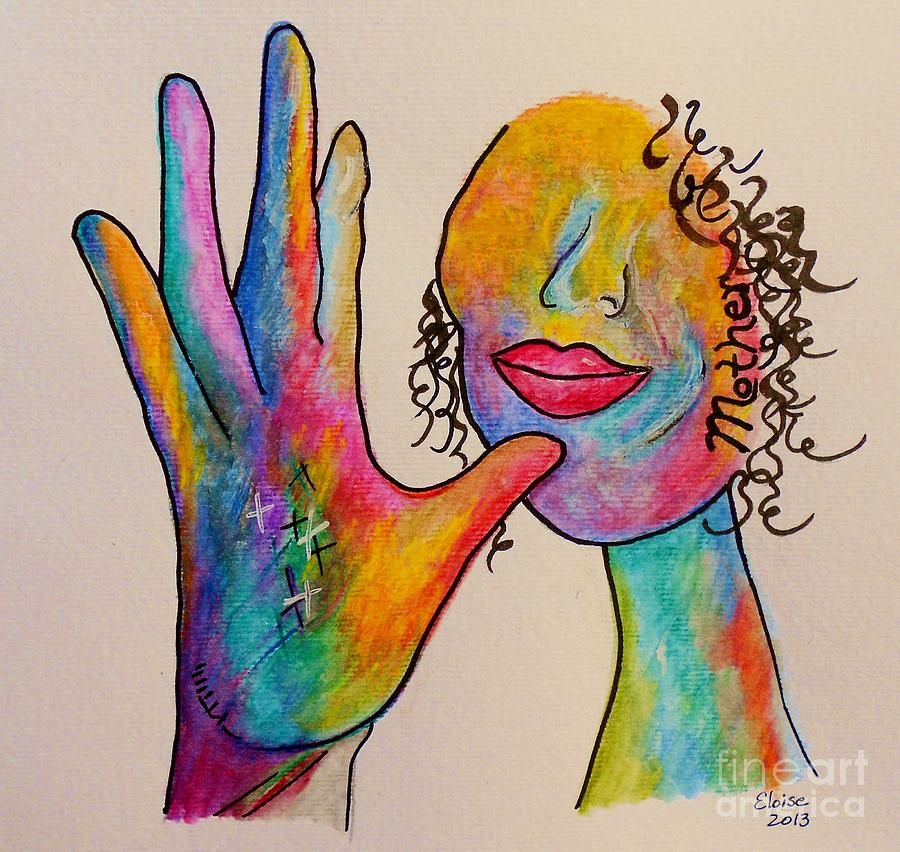 Watercolor Painting - American Sign Language . . .  MOTHER by Eloise Schneider Mote