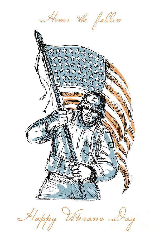 American Soldier Happy Veterans Day Greeting Card Digital Art by