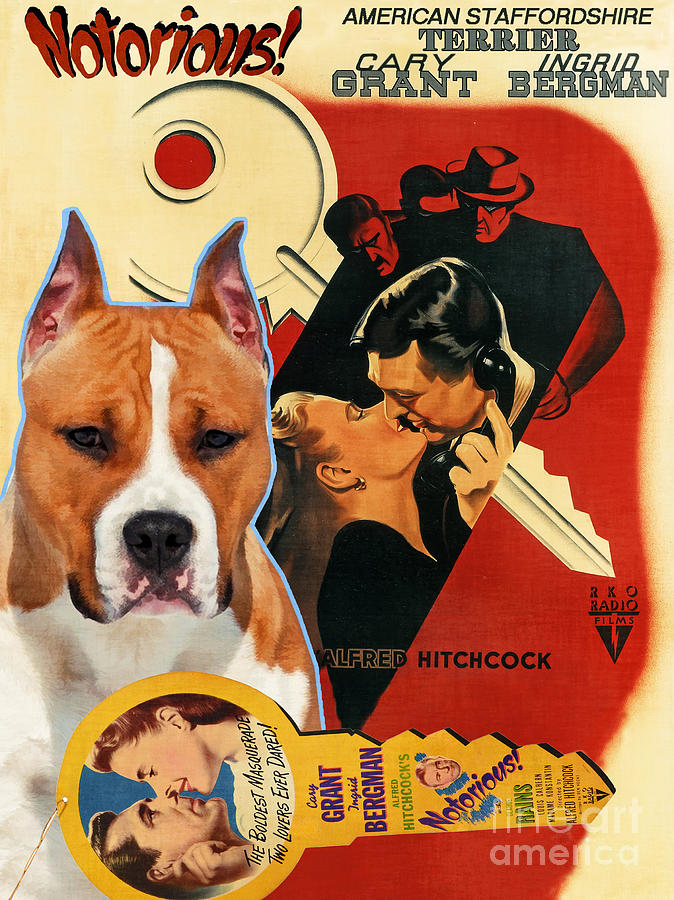 American Staffordshire Terrier Art Canvas Print - Notorious Movie Poster Painting by Sandra Sij
