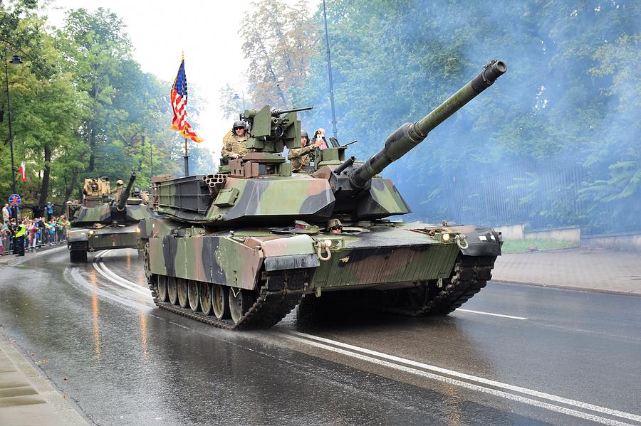 American tanks driving on the street Photograph by Tramino