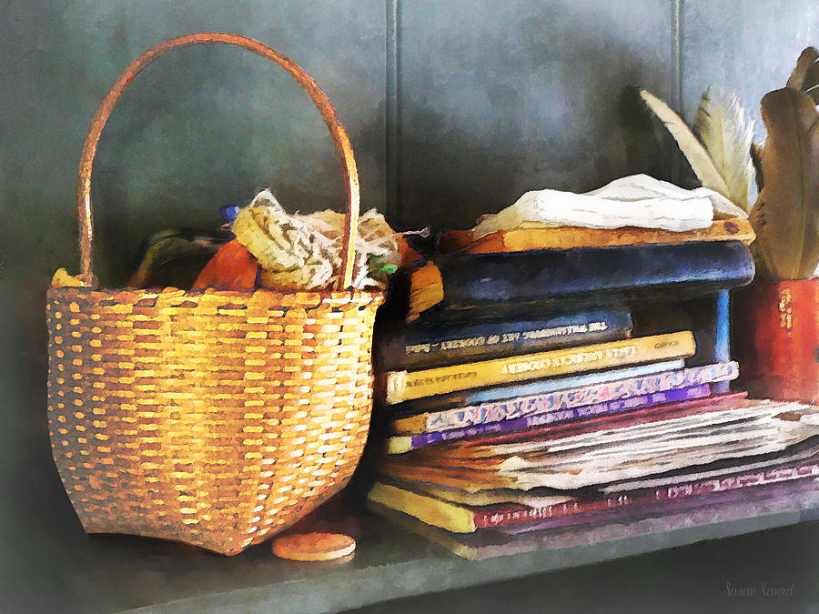 Americana - Books Basket and Quills Photograph by Susan Savad