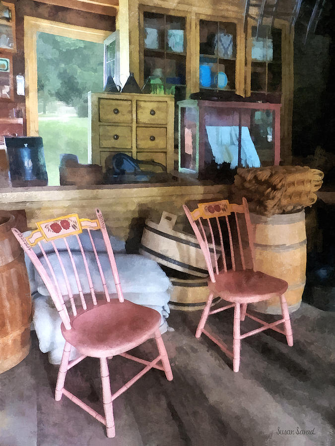 Americana - Two Pink Chairs in General Store Photograph by Susan Savad