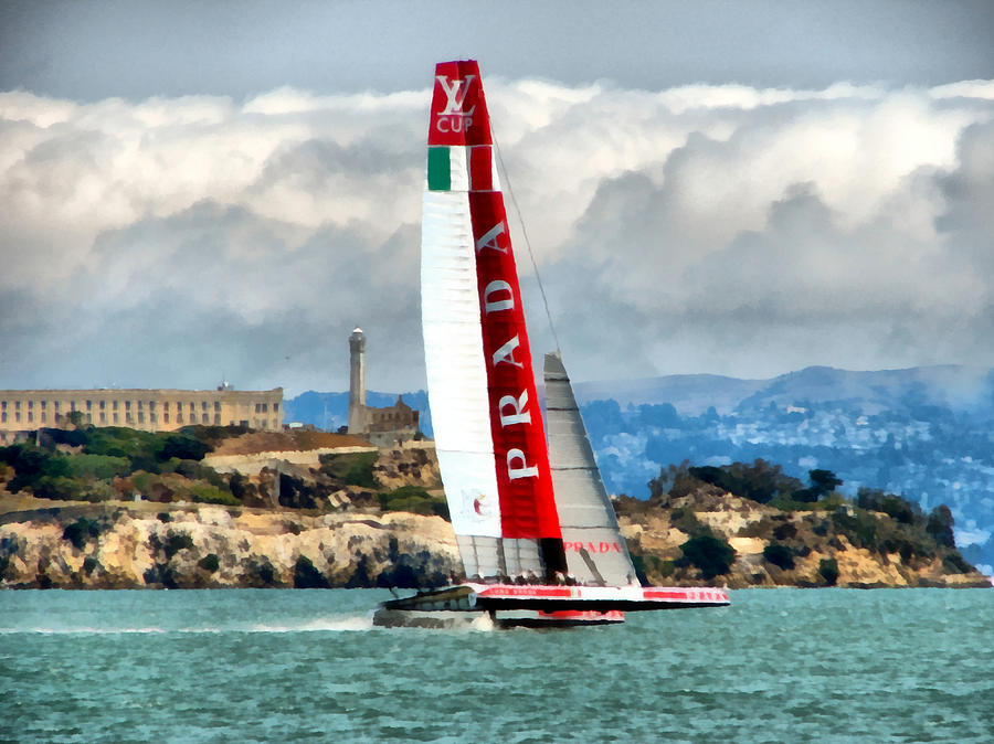 San Francisco Photograph - Americas Cup and Alcatraz ll by Michelle Calkins