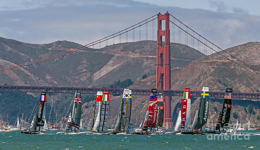 Americas Cup Catamarans at the Golden Gate Photograph by Kate Brown