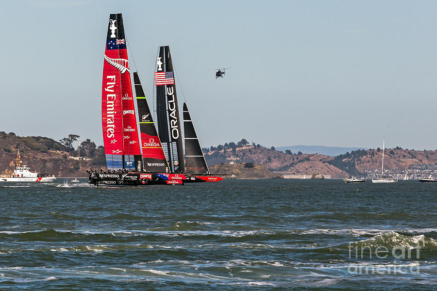Boat Photograph - Americas Cup Catamarans by Kate Brown